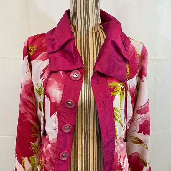 Vintage reversible pink button jacket floral solid - Picture 5 of 15